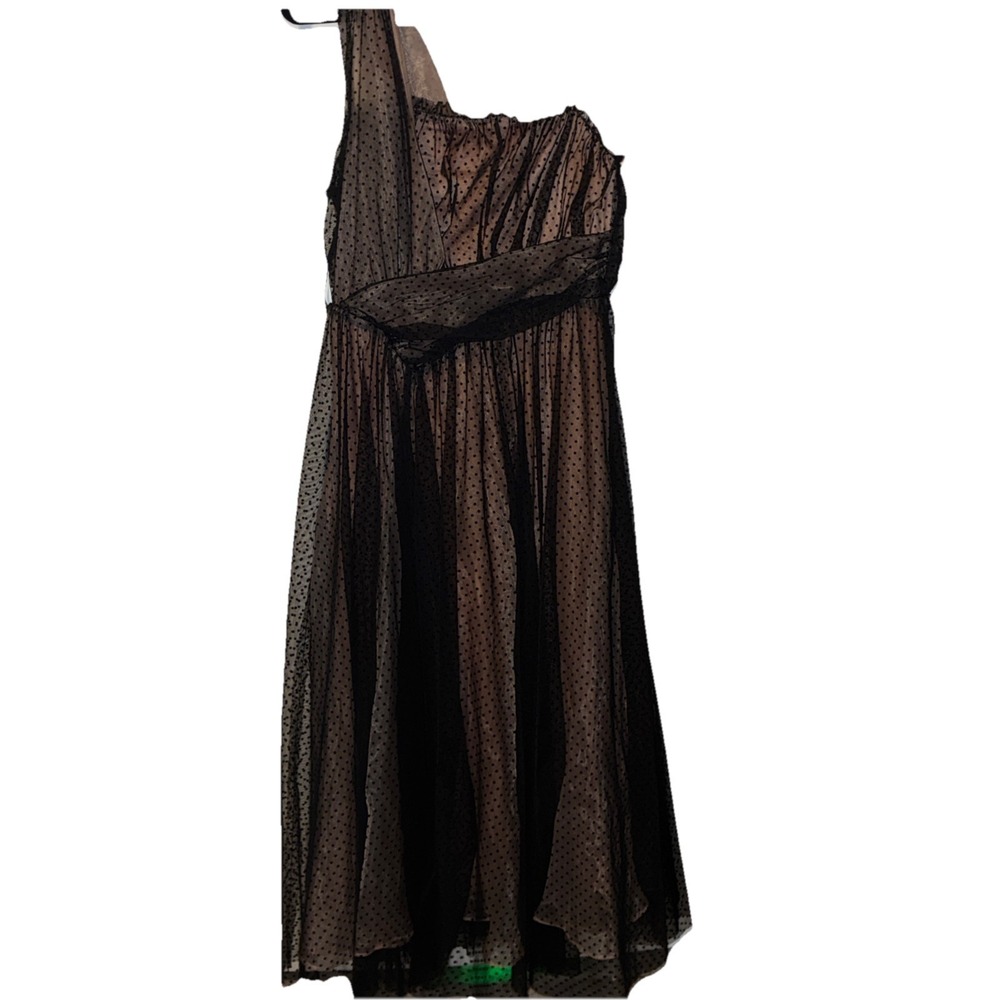 By Anthropologie Tulle Dot Maxi Dress Woman's Size 10 New long Black Formal - Picture 2 of 9